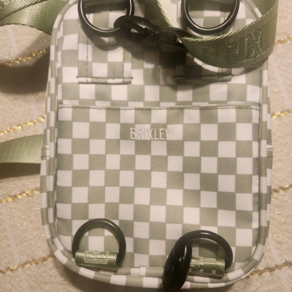 Brixley Small Green/ White Checkered Crossbody Bag with Built-In Card Holder - Picture 8 of 10